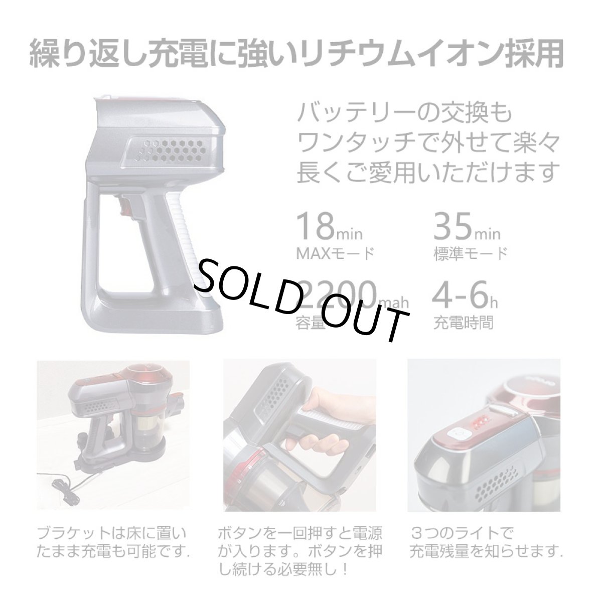 画像13: メーカー公式 掃除機 コードレス スティック  サイクロン クリーナー 充電式 22.2V 吸引力の強い掃除機 Orage C20 pro BS ベーシック (13)